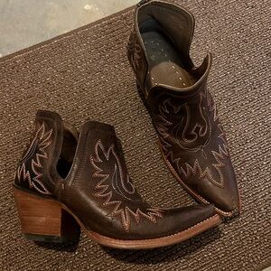 Ariat Brown Ankle Boots with Pink Stitching